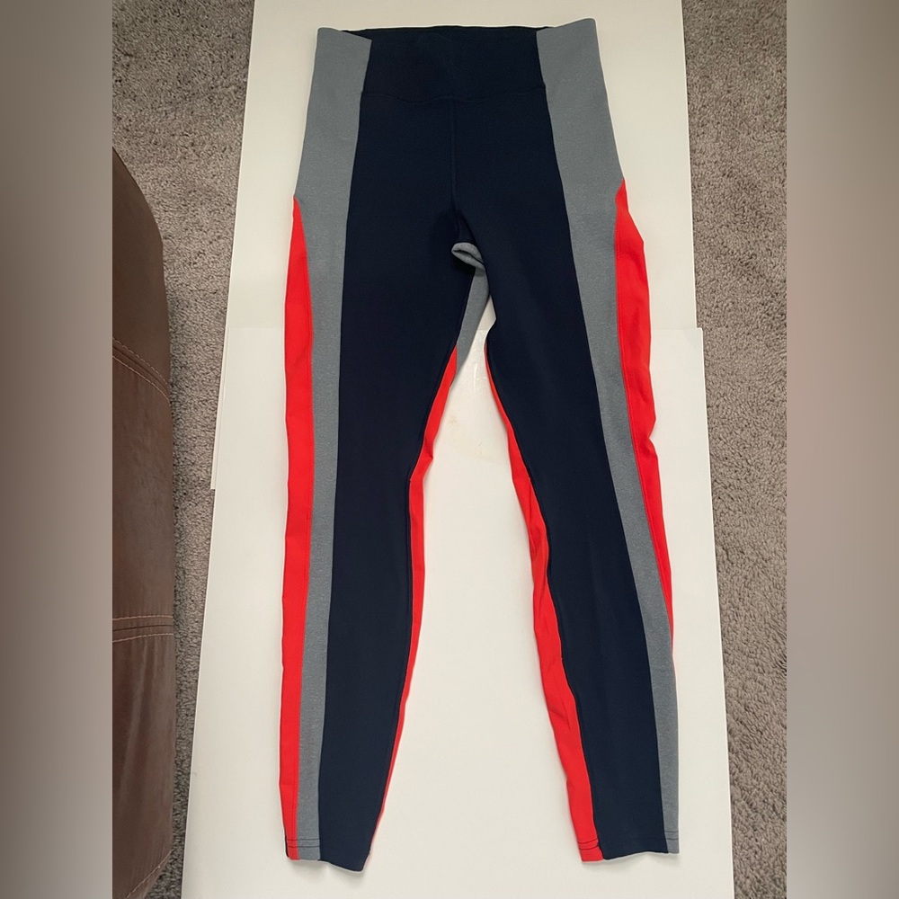Athleta Navy Blue, Orange,& Gray Color block Leggings